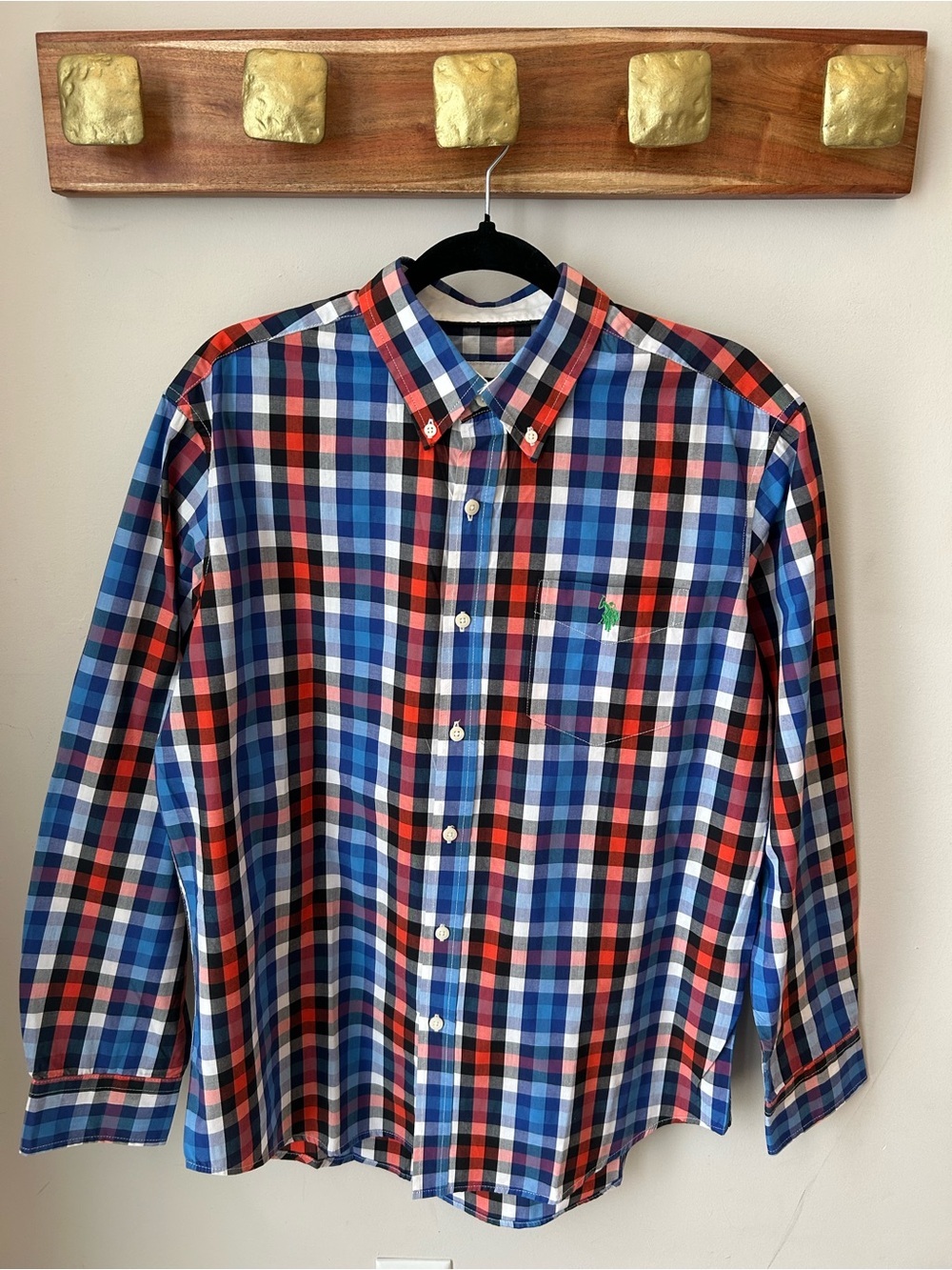 US Polo Assn Plaid Button Down Shirt Preppy Coastal Dadcore Men’s Large